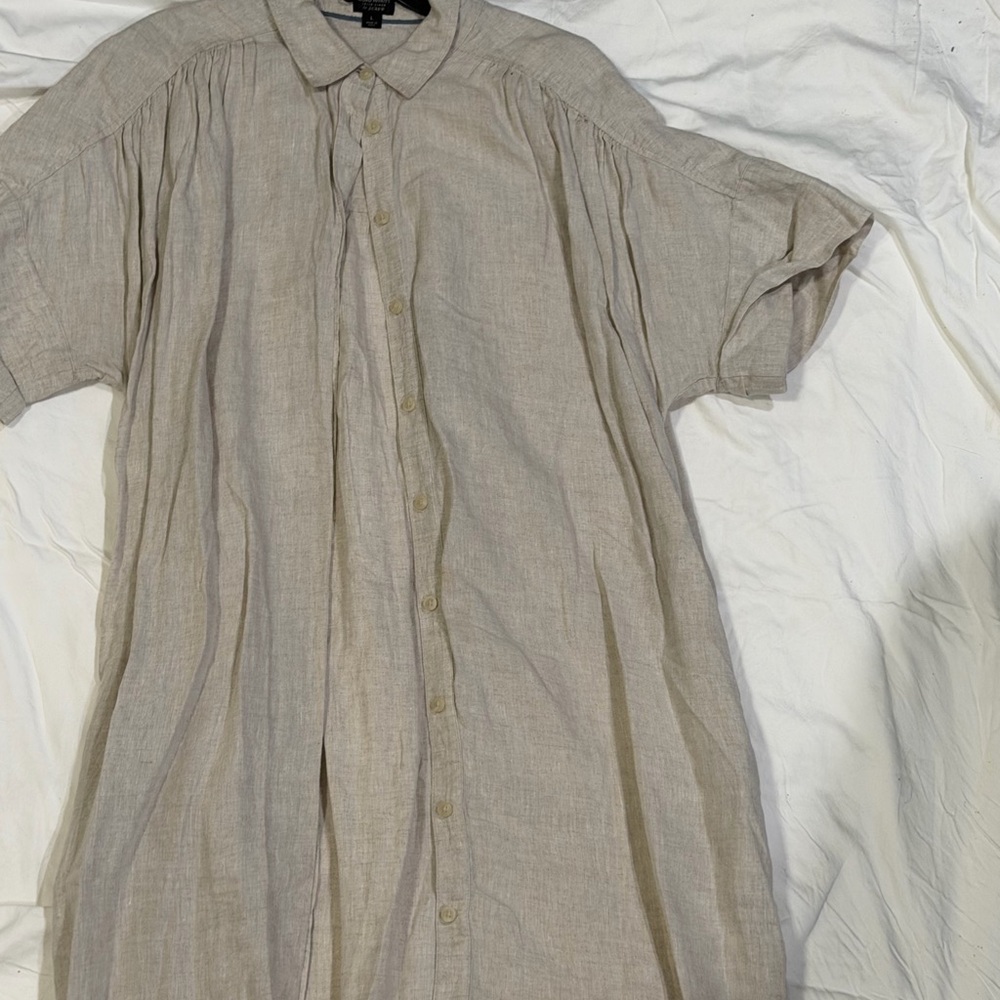 Womens Beige Short Sleeve Shirt dress